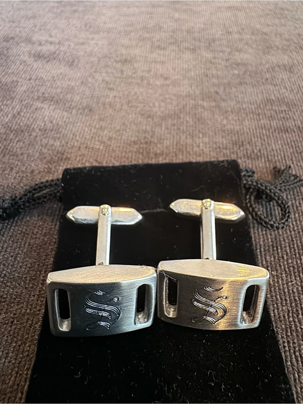 Antique Silver-Tone Monogram 'S' Cufflinks - Classic Men’s Accessory